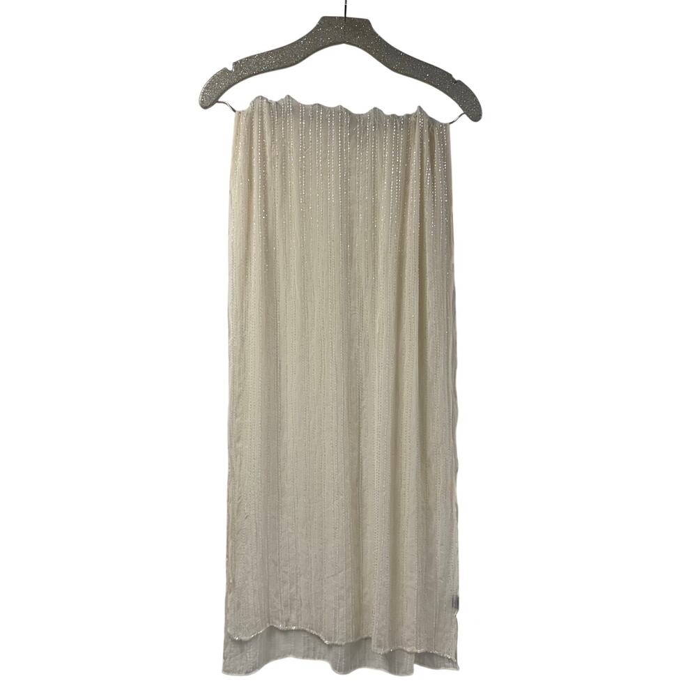 Kenneth Cole Ivory Beaded Silk Scarf